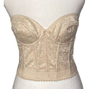 Vintage Q-J Corset Bra Cream Made In Hong Kong Size 36B